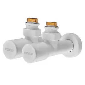Комплект кранів для рушникосушки кутовий Koer KR.SET.534 WHITE - M1/2''xM1/2'' подовжений (KR5843) №1