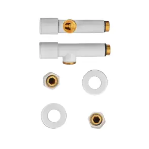 Комплект кранів для рушникосушки кутовий Koer KR.SET.534 WHITE - M1/2''xM1/2'' подовжений (KR5843) №5