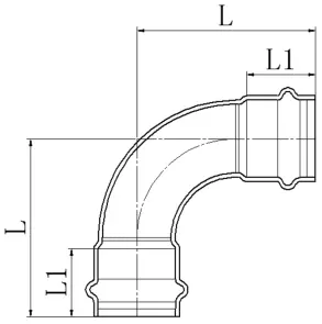 Коліно 90° дворозтрубне Koer KQ.L35-2 Press-Inox AISI 304 35x35 (KR6403) №2