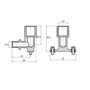 Кутник перехідний настінний Koer KA.LW06F-16-2 - 16(2.2mm) x 1/2"F з ВР подовжений (KR5892) №2