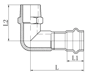 Коліно 90° ЗР Koer KQ.L3510M Press-Inox AISI 304 35x1" (KR6420) №2