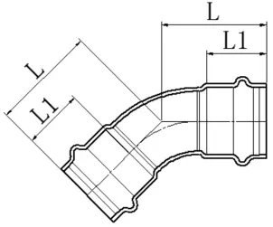 Коліно 45° дворозтрубне Koer KQ.B28-2 Press-Inox AISI 304 28x28 (KR6435) №2