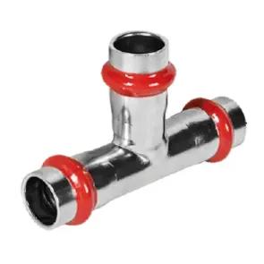 Трійник трирозтрубний редукційний Koer KQ.T282228 Press-Inox AISI 304 28x22x28 (KR6355) №1