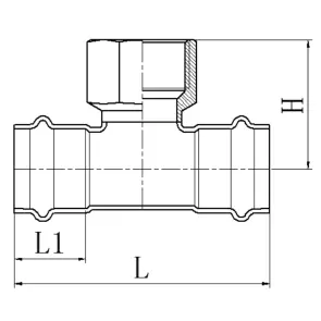 Тройник двухраструбный ВР Koer KQ.T3506F Press-Inox AISI 304 35x1/2"x35 (KR6377) №2