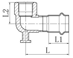 Коліно настінне 90° ВР Koer KQ.V2208F Press-Inox AISI 304 22x3/4" (KR6424) №2