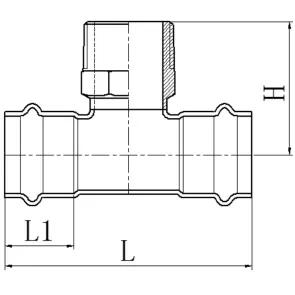 Трійник дворозтрубний ЗР Koer KQ.T2810M Press-Inox AISI 304 28x1"x28 (KR6389) №2