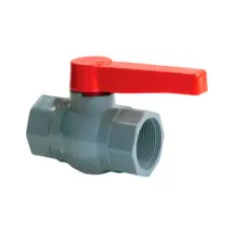 Кран шаровой PVC, ручка "рычаг" (grey+red) PLAMIX PVF-1 1/4" FF (PM0628)