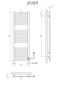 Полотенцесушитель KOSSER Герда 1200х400/18 ER тайм. черный №4