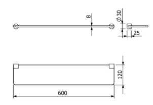 Полка стеклянная L-600 mm. №2