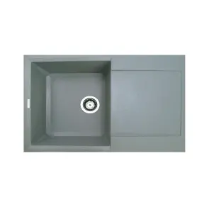 Мойка кухонная Adamant Horizon, искусственный камень, прямоуголь., с крылом, 780х495х230мм, чаша - 1, врезная, серый №2
