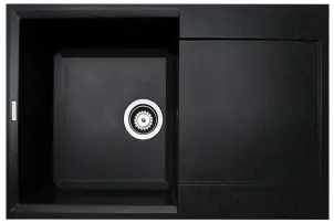 Мойка кухонная Adamant Horizon, искусственный камень, прямоуголь., с крылом, 780х495х230мм, чаша - 1, врезная, черный №1