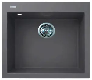 Мойка кухонная Adamant Univer, искусственный камень, квадрат, без крыла, 560х500х200мм, чаша – 1, врезная, серый №1