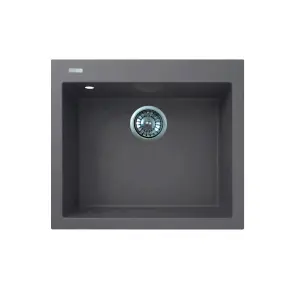 Мойка кухонная Adamant Univer, искусственный камень, квадрат, без крыла, 560х500х200мм, чаша – 1, врезная, серый №2