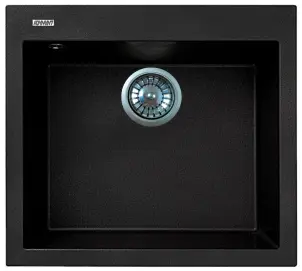 Мойка кухонная Adamant Univer, искусственный камень, квадрат, без крыла, 560х500х200мм, чаша – 1, врезная, черный №1