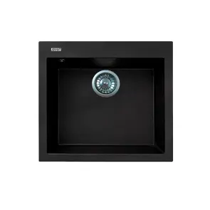 Мойка кухонная Adamant Univer, искусственный камень, квадрат, без крыла, 560х500х200мм, чаша – 1, врезная, черный №2
