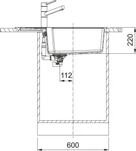 Мийка кухонна Franke Urban, Фраграніт, прямокутник, з крилом, 780х500х220мм, чаша - 1, врізна, оборотна, коландер в комплекті, UBG 611-78 XL, миндаль №3