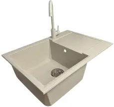 Набор кухонный Adamant Horizon Medium, искусственный камень, прямоугольный, с крылом, 700х500х230мм, чаша - 1, врезная, Avena + смеситель в магазине TVOE