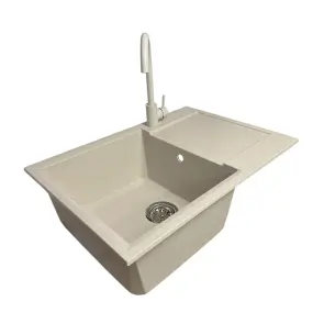 Набір кухонний Adamant Horizon Medium, штучний камінь, прямокут., з крилом, 700х500х230мм, чаша - 1, врізна, Avena + змішувач №2