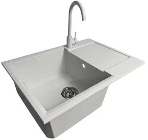 Набір кухонний Adamant Horizon Medium, штучний камінь, прямокут., з крилом, 700х500х230мм, чаша - 1, врізна, Old stone + змішувач №1