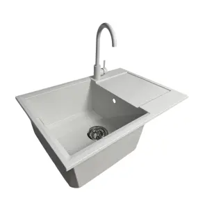 Набір кухонний Adamant Horizon Medium, штучний камінь, прямокут., з крилом, 700х500х230мм, чаша - 1, врізна, Old stone + змішувач №2
