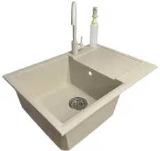 Набір кухонний Adamant Horizon Medium, штучний камінь, прямокут., з крилом, 700х500х230мм, чаша - 1, врізна, Avena + змішувач та дозатор купити