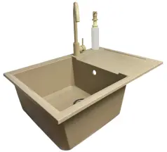 Набір кухонний Adamant Horizon Medium, штучний камінь, прямокут., з крилом, 700х500х230мм, чаша - 1, врізна, Сахара + змішувач та дозатор в магазині TVOE