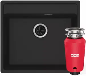 Комплект - мийка MRG 610-52 TL фраграніт, чорний матовий, 114.0668.819 і подрібнювач харч. відходів SLIM 50, 134.0715.098, вкл. Сифон №1
