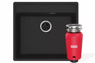 Комплект - мийка MRG 610-52 TL фраграніт, чорний матовий, 114.0668.819 і подрібнювач харч. відходів SLIM 50, 134.0715.098, вкл. Сифон №2