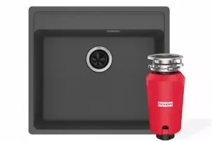 Комплект - мийка MRG 610-52 TL фраграніт, сірий сланець, 114.0716.704 і подрібнювач харч. відходів SLIM 50, 134.0715.098, вкл. Сифон №2