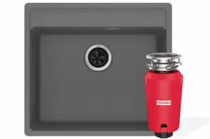 Комплект - мийка MRG 610-52 TL фраграніт, сірий камінь, 114.0668.868 і подрібнювач харч. відходів SLIM 50, 134.0715.098, вкл. Сифон №2