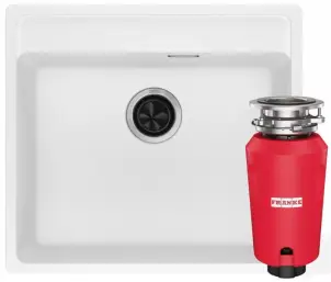 Комплект - мийка MRG 610-52 TL фраграніт, білий, 114.0668.820 і подрібнювач харч. відходів SLIM 50, 134.0715.098, вкл. Сифон №1