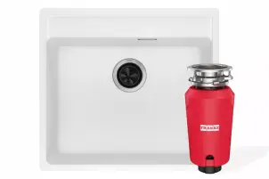 Комплект - мийка MRG 610-52 TL фраграніт, білий, 114.0668.820 і подрібнювач харч. відходів SLIM 50, 134.0715.098, вкл. Сифон №2