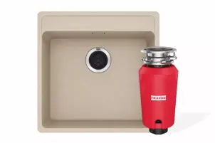 Комплект - мийка MRG 610-52 TL фраграніт, бежевий, 114.0668.817 і подрібнювач харч. відходів SLIM 50, 134.0715.098, вкл. Сифон №2
