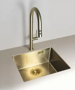 Мийка кухонна Deante OLFATO PRECIOUS, сталь, прямокутник, без крила, 550х505х200мм, чаша - 1, врізна, золото браш. №6