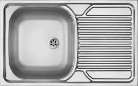 Мойка кухонная Deante Tango, нерж.сталь, прямоугольник, с крылом, 800х500х160мм, чаша - 1, накладная, нерж.