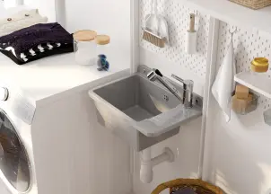 Мойка кухонная Deante Garden, полистирол, прямоугольная, без крыла, 505х350х252мм, чаша - 1, к стене, серый №3