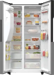 Холодильник SBS Gorenje, 179х70х92см, 2 двері, 376(190)л, А++, NF+, Інв., Зона св-ті, диспенсер, генератор льоду, Зовн. Диспл, нерж №5