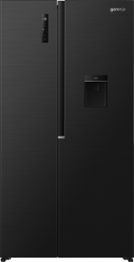Холодильник SBS Gorenje, 179х62х92см, 2 двері, 344(197)л, А+, NF+, Інв., Зона св-ті, диспенсер, генератор льоду, Зовн. Диспл, чорний №1