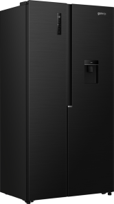 Холодильник SBS Gorenje, 179х62х92см, 2 двері, 344(197)л, А+, NF+, Інв., Зона св-ті, диспенсер, генератор льоду, Зовн. Диспл, чорний №11