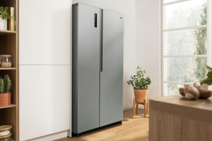 Холодильник SBS Gorenje, 179х62х91см, 2 двері, 347(197)л, А+, NF+, Інв., Зона св-ті, Зовн. Диспл, нерж №5