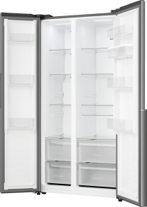Холодильник SBS Gorenje, 179х62х91см, 2 двері, 344(197)л, А+, NF+, Інв., Зона св-ті, диспенсер, Зовн. Диспл, нерж №6