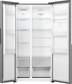 Холодильник SBS Gorenje, 179х62х91см, 2 двері, 344(197)л, А+, NF+, Інв., Зона св-ті, диспенсер, Зовн. Диспл, нерж №7