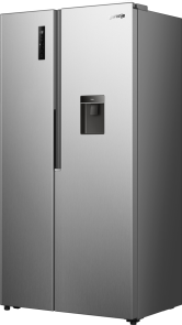 Холодильник SBS Gorenje, 179х62х91см, 2 двері, 344(197)л, А+, NF+, Інв., Зона св-ті, диспенсер, Зовн. Диспл, нерж №9
