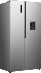 Холодильник SBS Gorenje, 179х62х91см, 2 двері, 344(197)л, А+, NF+, Інв., Зона св-ті, диспенсер, Зовн. Диспл, нерж №10