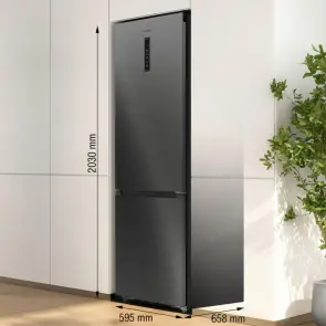 Холодильник з нижн. мороз. камерою Gorenje, 203х66х60см, 2 двері, 257(121)л, А+, Total NF, Зона св-ті, Інвертор, Зовн. Дисп, Wi-Fi, Чорний №4