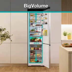 Холодильник з нижн. мороз. камерою Gorenje, 203х66х60см, 2 двері, 257(121)л, А+, Total NF, Зона св-ті, Інвертор, Зовн. Дисп, Wi-Fi, Чорний №6