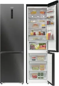 Холодильник з нижн. мороз. камерою Gorenje, 203х66х60см, 2 двері, 257(121)л, А+, Total NF, Зона св-ті, Інвертор, Зовн. Дисп, Wi-Fi, чорний №8