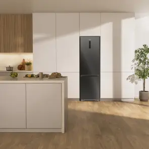 Холодильник з нижн. мороз. камерою Gorenje, 203х66х60см, 2 двері, 257(121)л, А+, Total NF, Зона св-ті, Інвертор, Зовн. Дисп, Wi-Fi, чорний №10