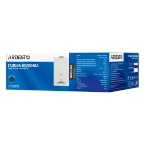 Газова колонка ARDESTO HB03 10л/хв 20кВт Low NOx дисплей розпалювання від батарейки білий №11