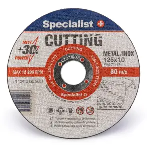 Диск абразивный отрезной по металлу/нержавеющей стали Specialist+ CUTTING 125x1x22 №1
